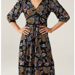 ba&sh Black Dress with Multicolor Floral Pattern